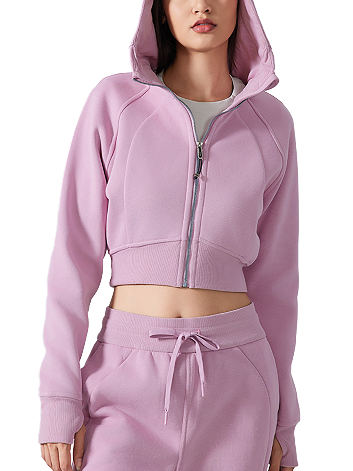 Cropped Zip-Through Hoodie