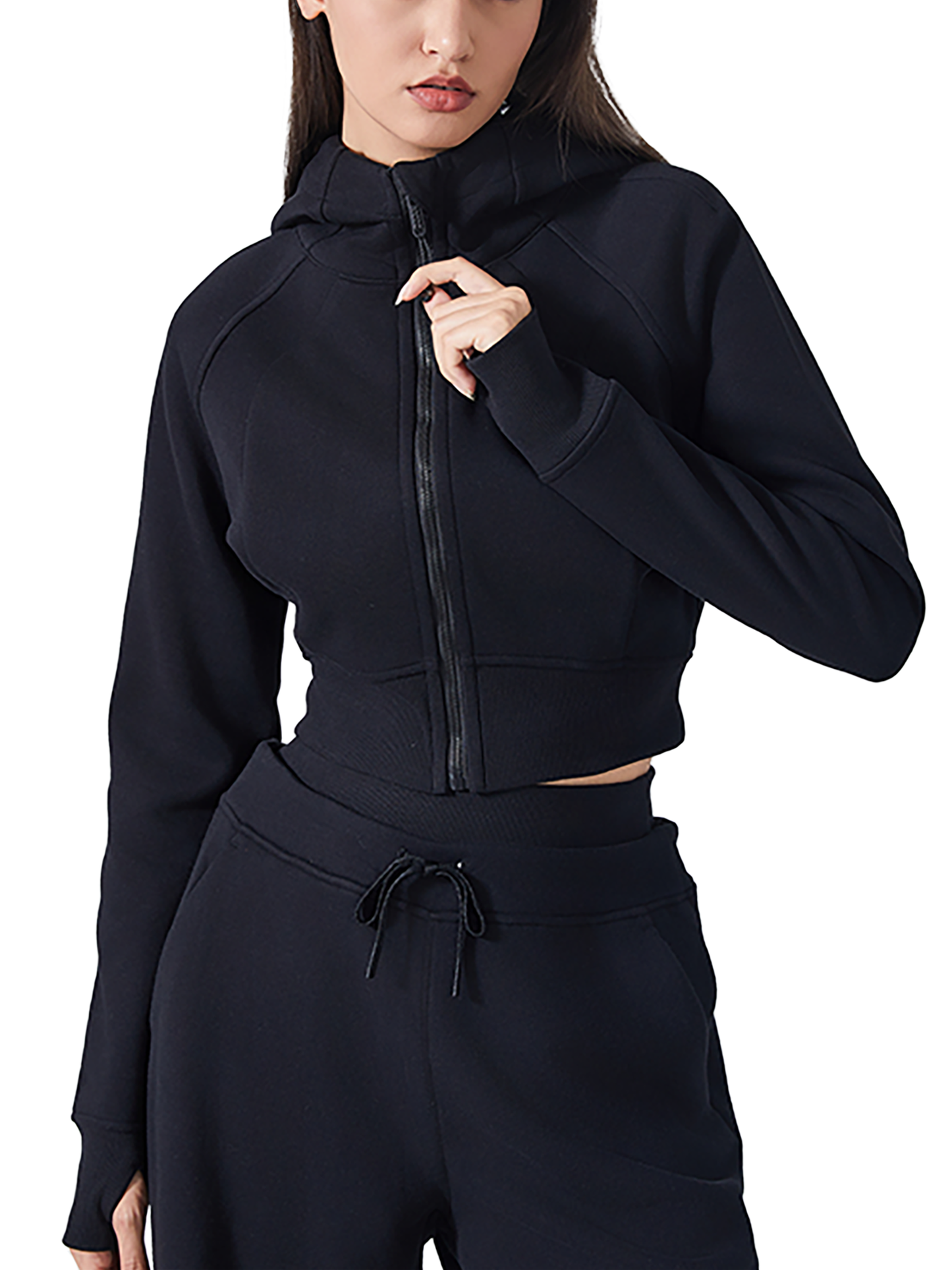 Cropped Zip-Through Hoodie