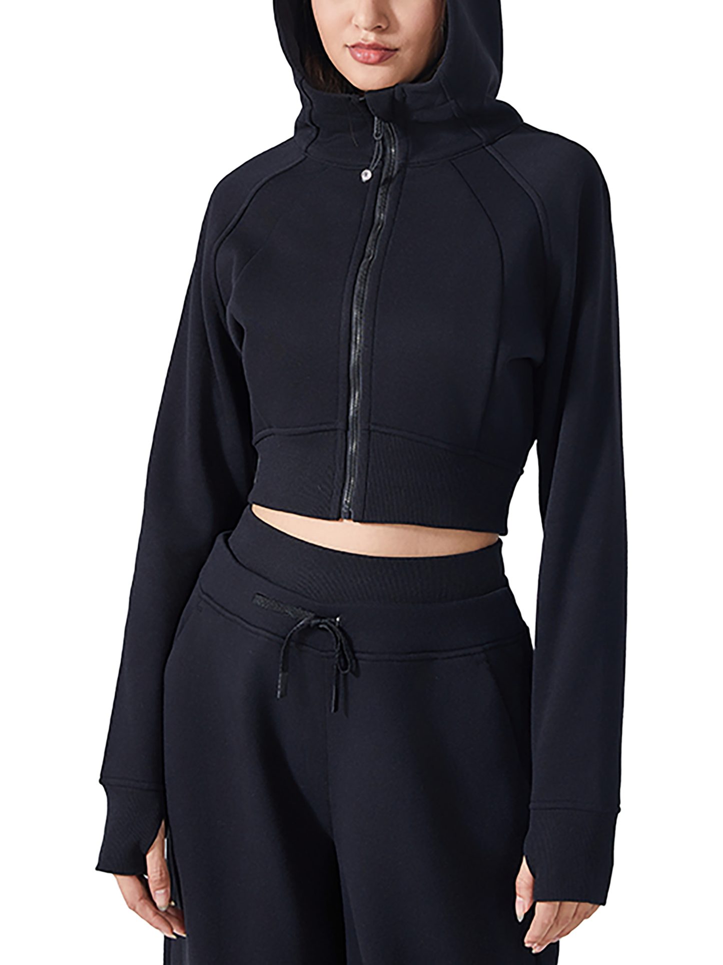 Cropped Zip-Through Hoodie